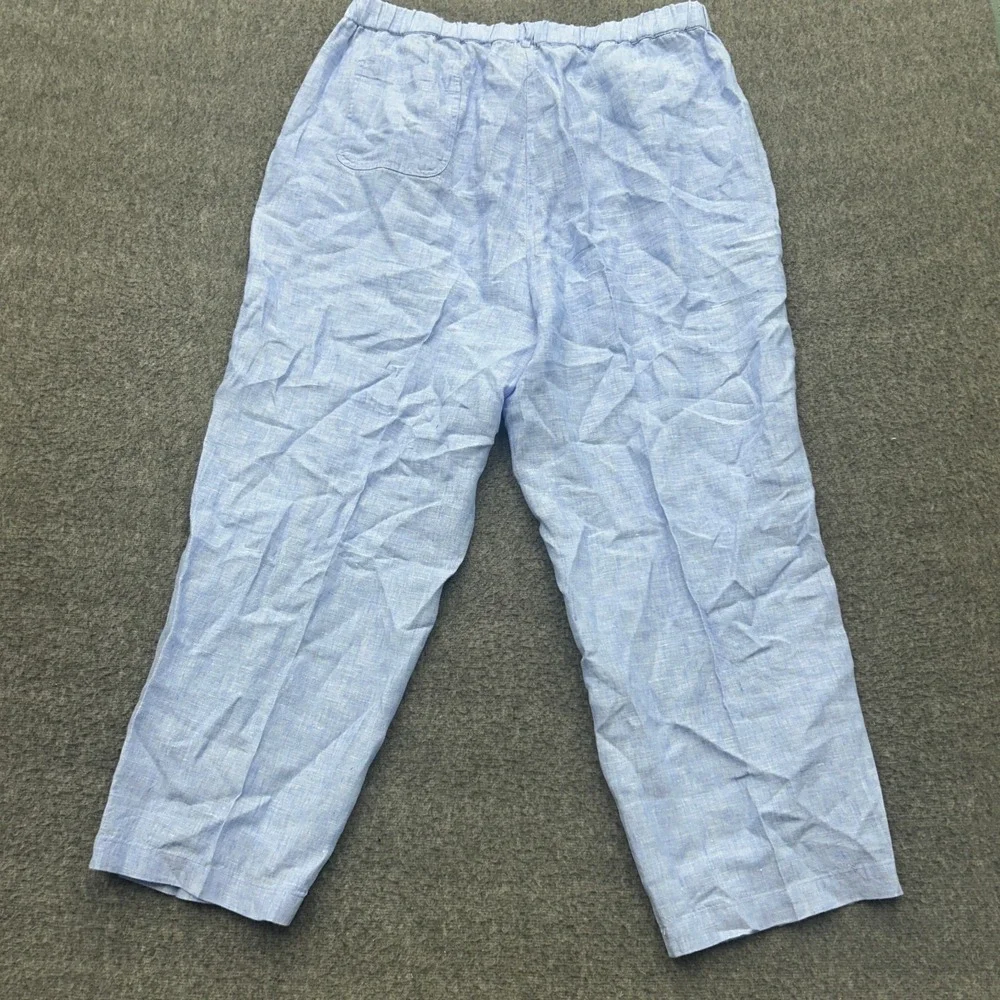 Quince European Linen Pants Womens XL French Blue Elastic Waist Pocket